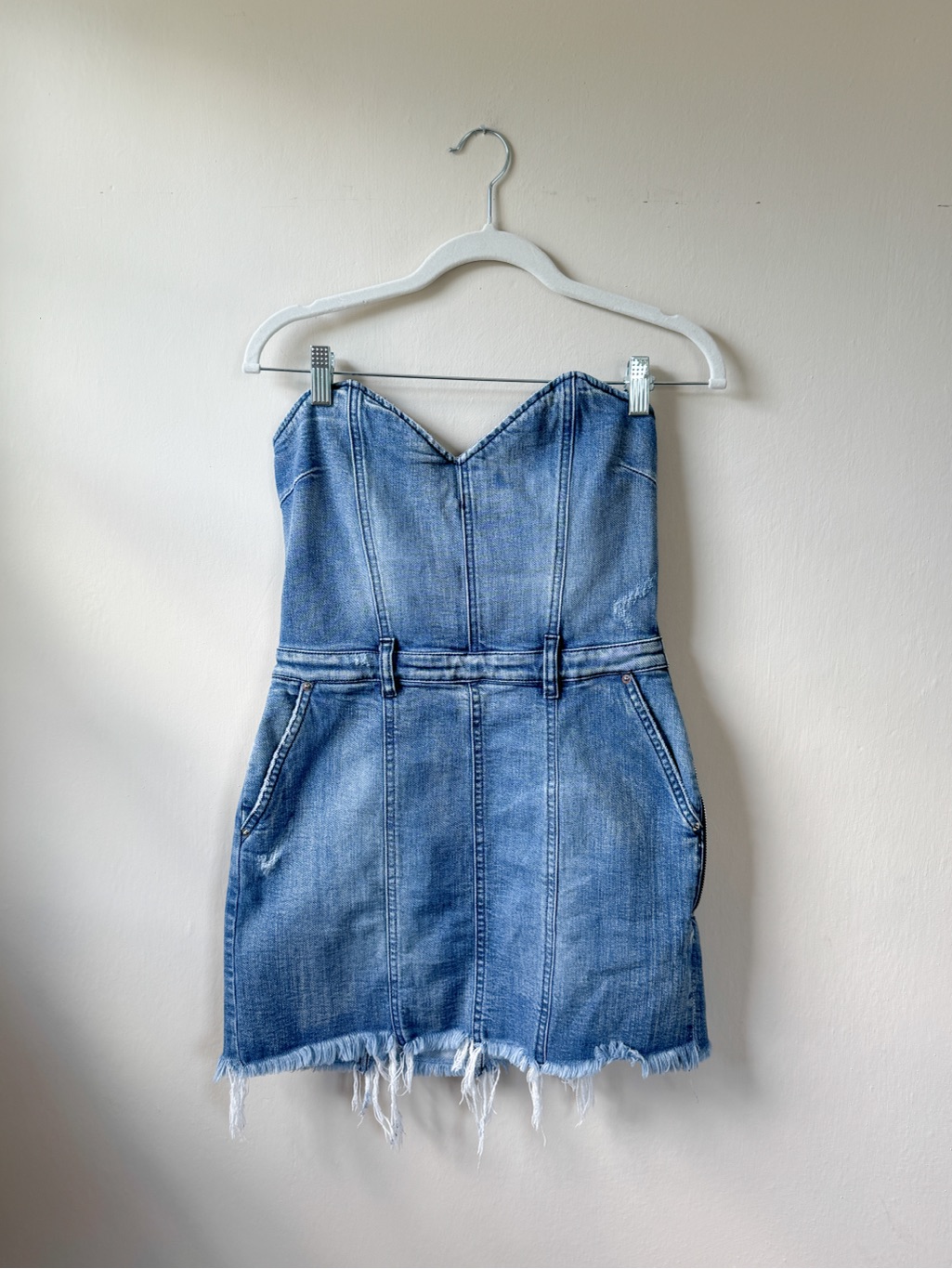 Retrofete Revolve Strapless $545 Denim Dress With Sweetheart Neckline